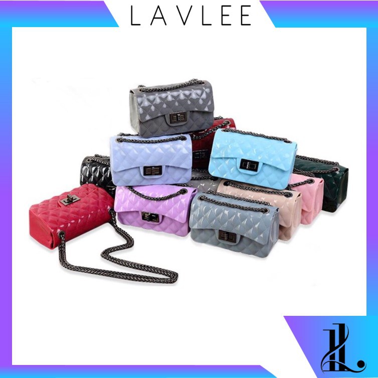  Lav J001 18CM Jelly  Bag Glossy  Rantai Hitam Jelly  