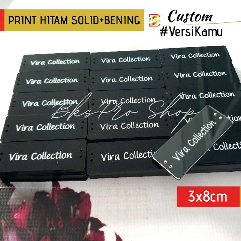 

Label Akrilik 3x8cm Hitam Print & Lapisan Bening,Kreasi Merk VersiKamu asikdisiniaja