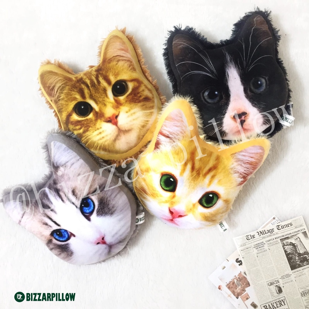 Bizzarpillow Bantal Kepala Kucing Rasfur size S BZ050