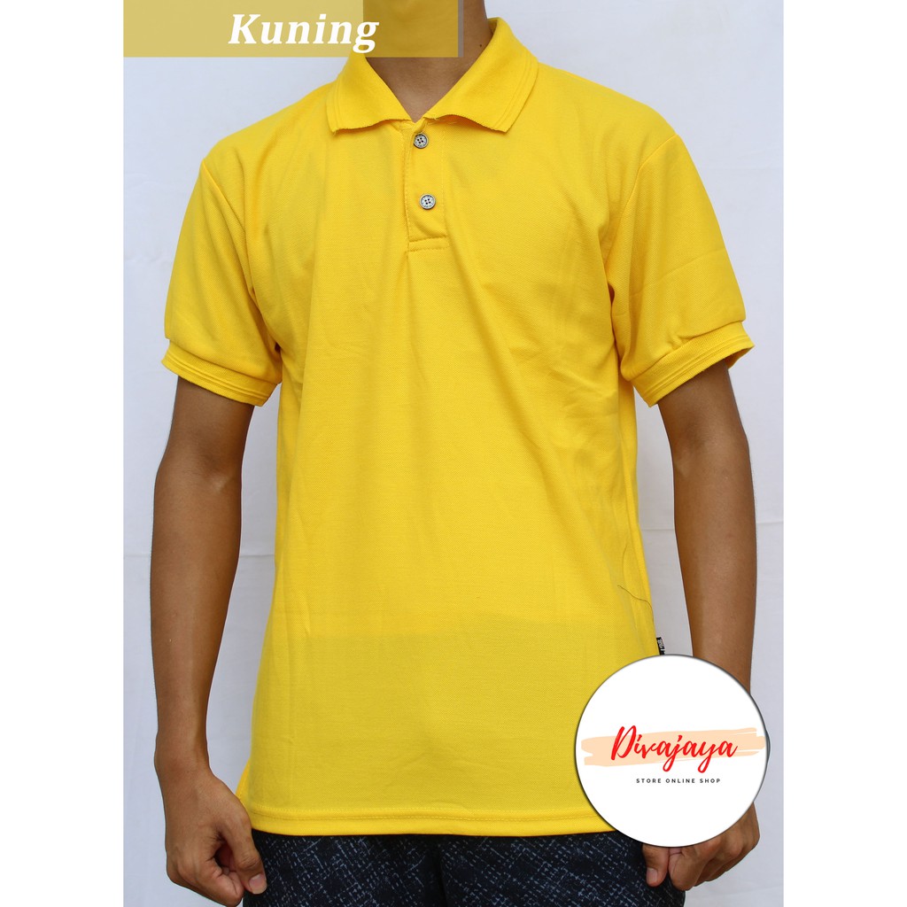 Kaos LJ92 Shirt Kaos Polos Berkerah/ Fashion Kaos Kerah Pria & Wanita/Kuning