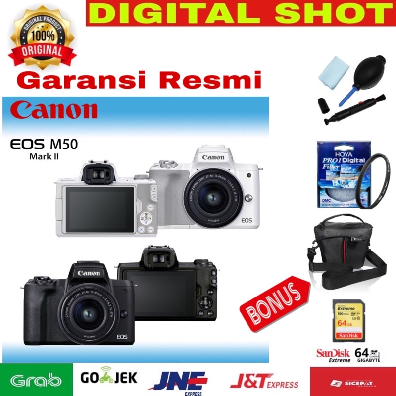 Canon EOS M50 Mark2 Kit 15-45mm Is stm-Camera Canon M50 Mark ii Resmi