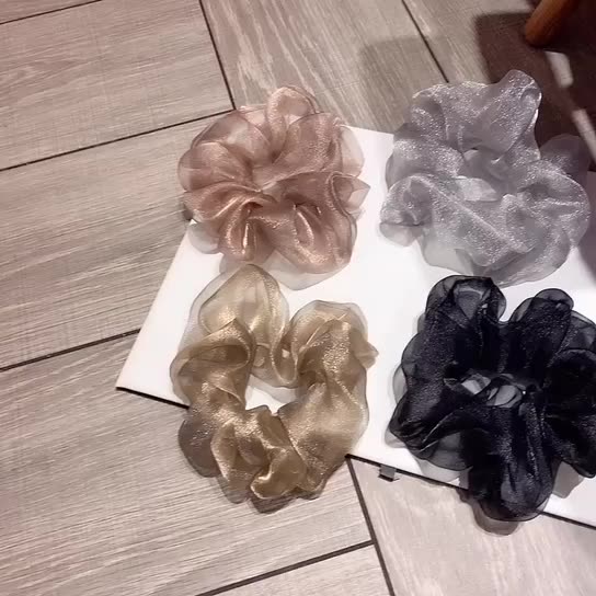 Versi Korea dari gelang karet angin organza besar baru yang berbulu halus