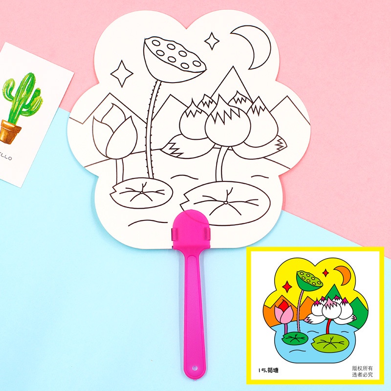 PAOPAO DIY Mewarnai Kipas Kertas Prakarya Anak ART &amp; Craf Education Untuk Anak