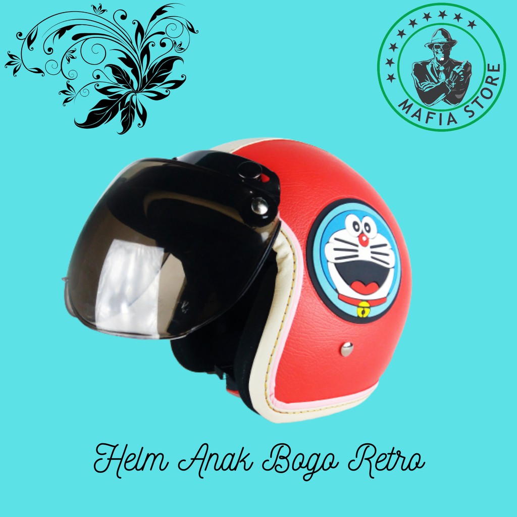 HELM ANAK BOGO 2 3 4 5  6 TAHUN MOTIF DORAEMON BIRU KUALITAS CARGLOS SNI DORAEMON MERAH