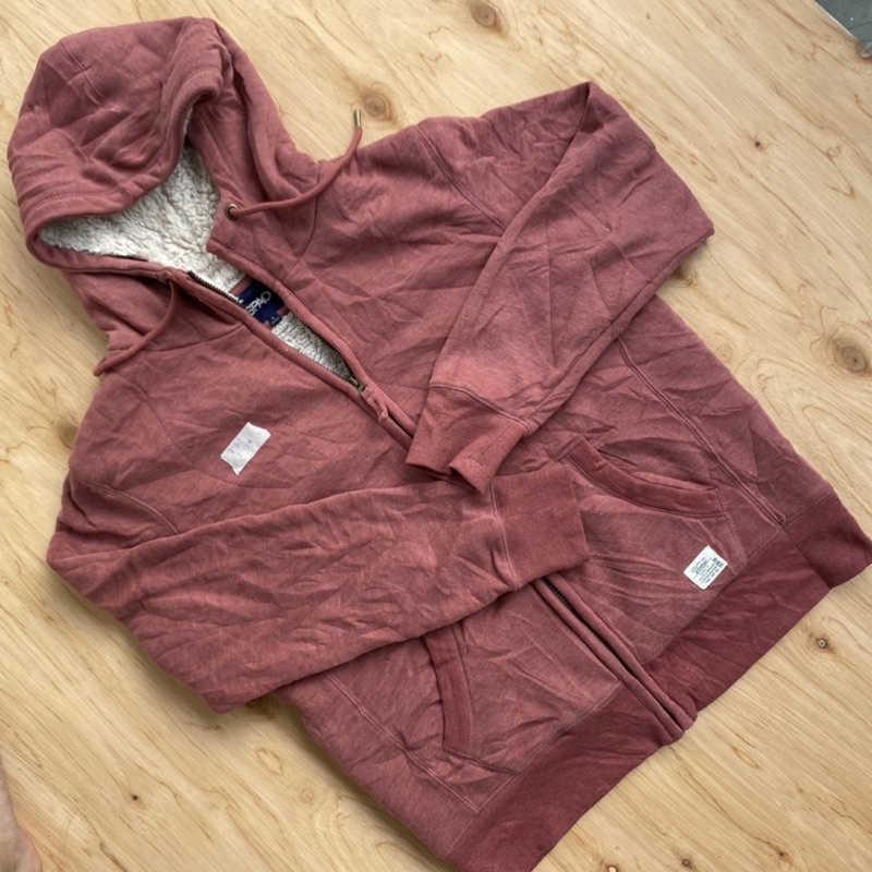 Hoodie Sherpa Zip SPAO Vintage Maroon Second Original