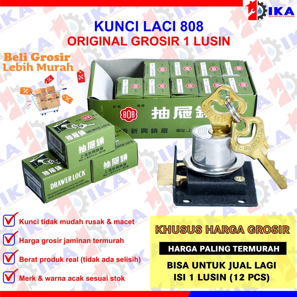 KUNCI LACI 808 ASLI SHANGHAI (HARGA GROSIT 1KOTAK = 1LUSIN) TERMURAH LOKER RAK LEMARI ORIGINAL