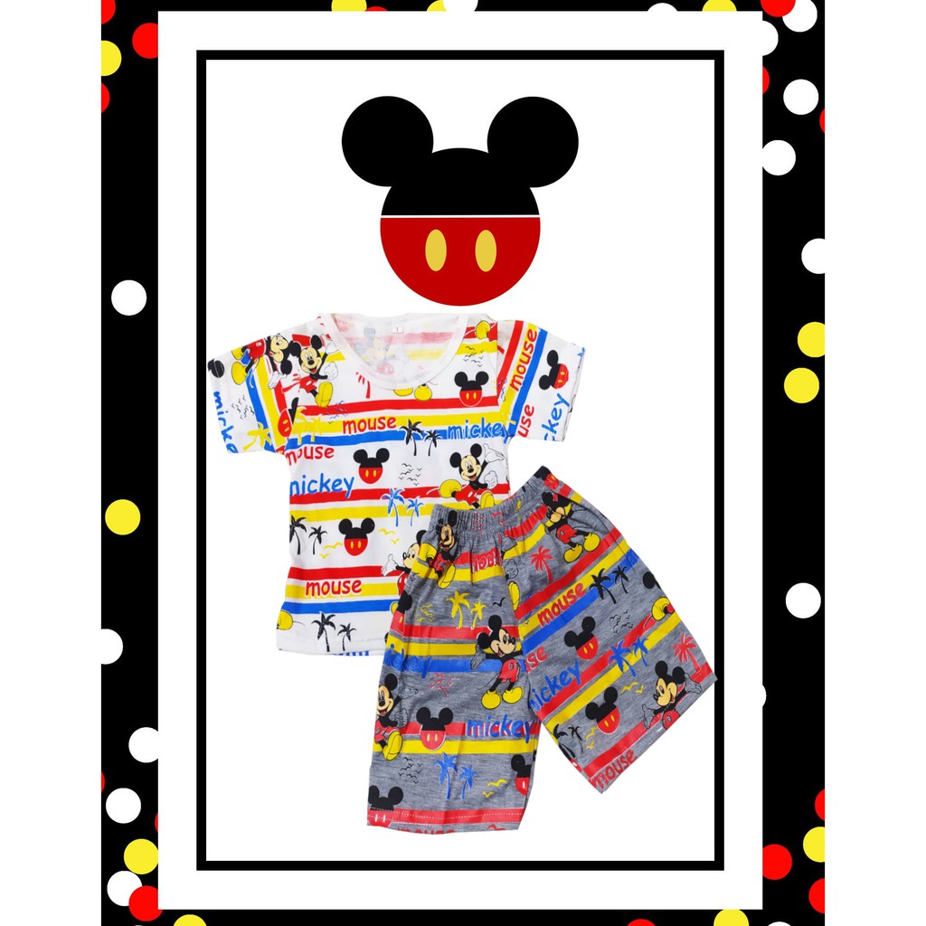 BJONLINE - SETELAN KAOS MICKEY 1 2 3 4 TAHUN ANAK LAKI LAKI  / ANAK BALITA SETELAN BAYI MURAH LUCU