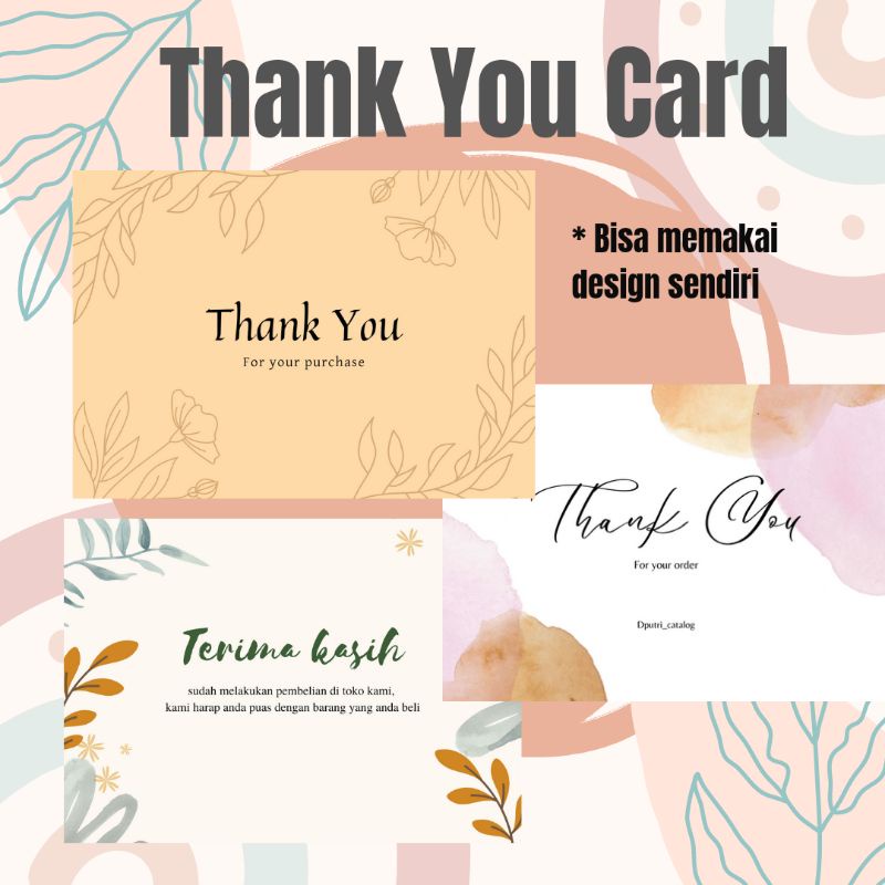 

MINIM ORDER 10PCS - Thanks Card/ Thank You Card/ Kartu Ucapan Terima Kasih