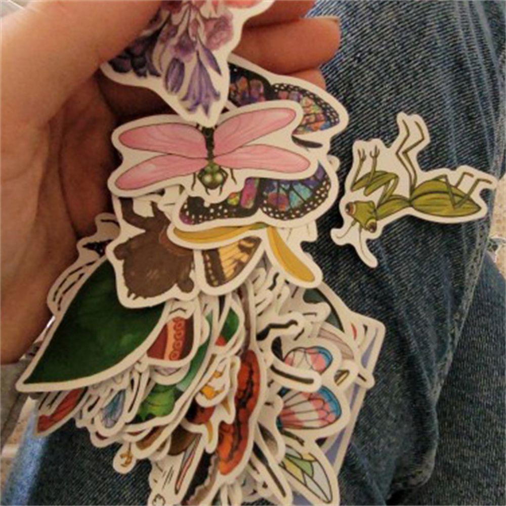Agustina Kartun Stiker Serangga 50Pcs/Lot Multi Use Laptop Decals Skateboard Stiker Poster