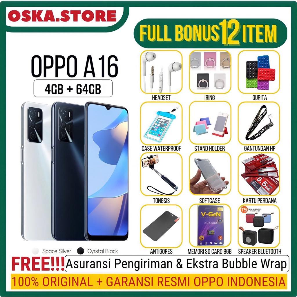 HP OPPO A16 RAM 4GB/64GB GARANSI RESMI 1 TAHUN