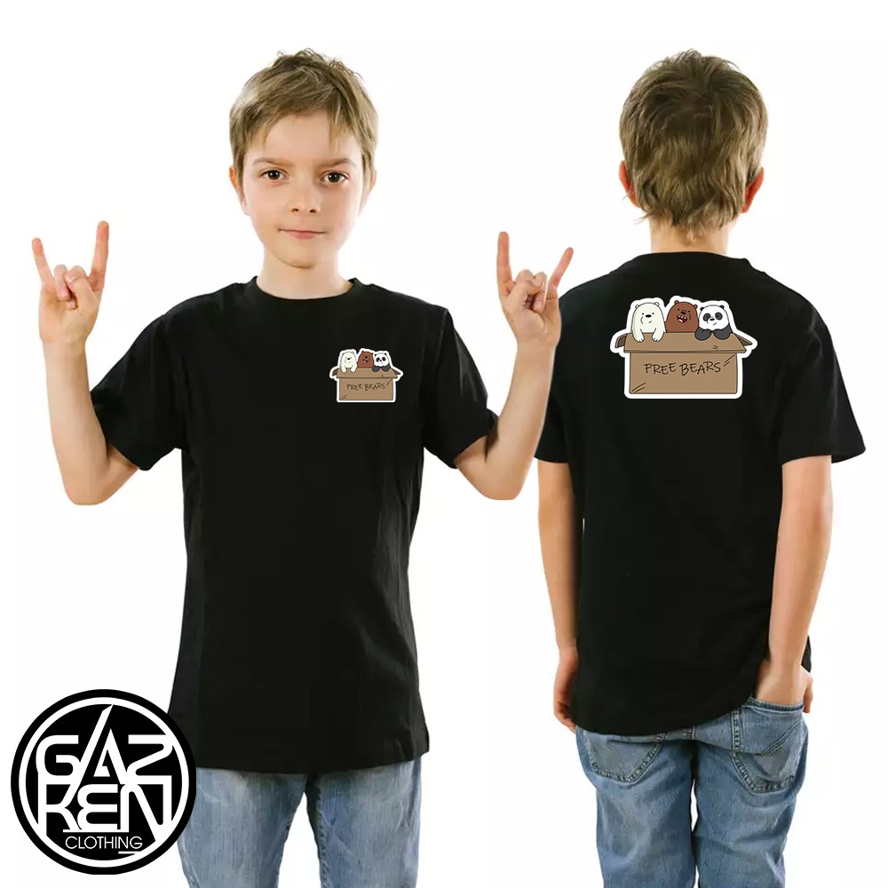 Kaos Distro Lucu Anak - We Bare Bears Free Bears - Unisex 3 sampai 12 Tahun Gazken