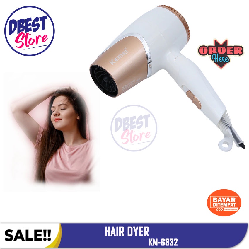 BISA COD - Hair Dryer KEMEI KM-6832/KM 6832 Pengering Rambut Lipat Portable / Perawatan Rambut