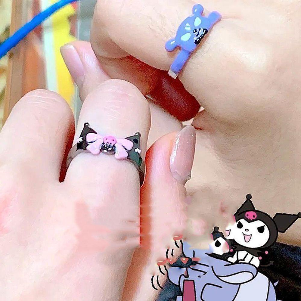 NEEDWAY Perempuan Cincin Terbuka Kawaii Jepang Lucu Baku Kartun Terbaik Fridends Couple Ring