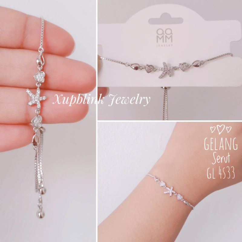 Gelang Serut Titanium Wanita Full Permata Solitaire Xupblink Jewelry