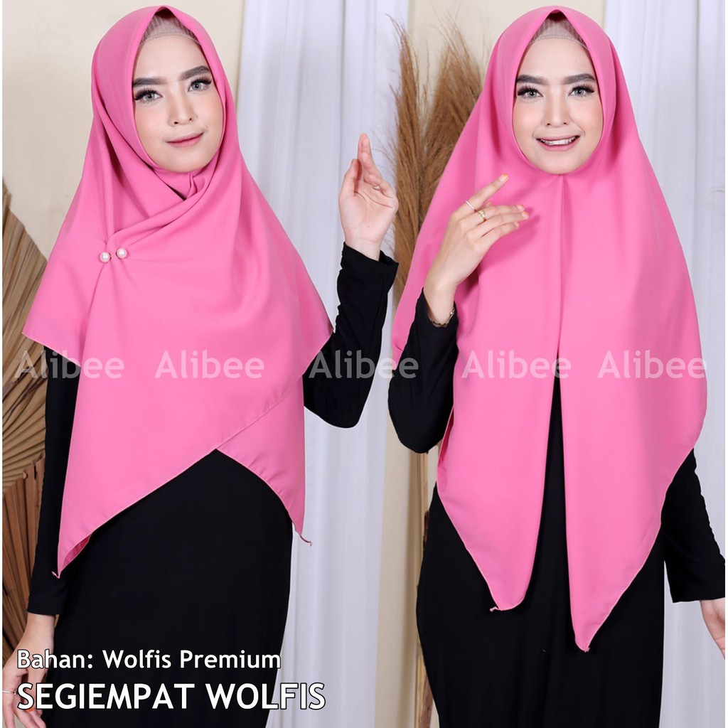 SEGIEMPAT WOLFIS 130 x 130 - Jilbab Segi Empat Woolpeach Polos Jumbo - Segi4 Syari