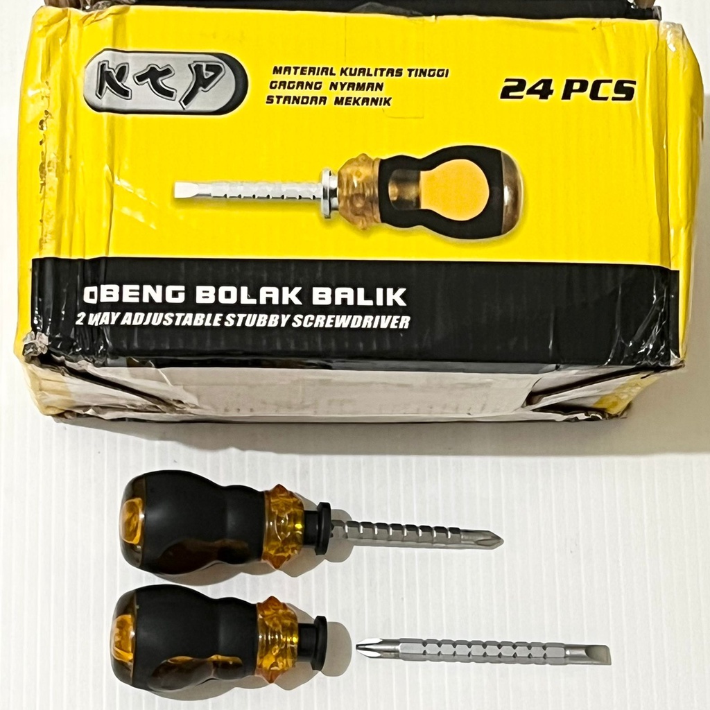 [24PCS] Obeng Mini BB Bolak Balik Cebol GG Karet 2way Adjustable Screwdriver KTP