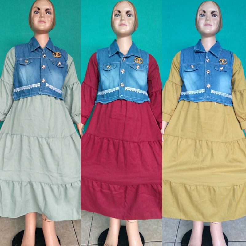 Gamis anak perempuan sherina 4-6 tahun rompi jeans