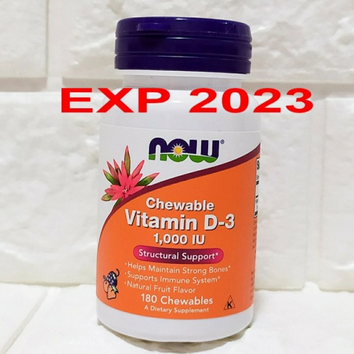 Now Foods Food Vitamin D3 1000 Anak Vit D-3 1000 Iu 180 Chewables Vit Anak -