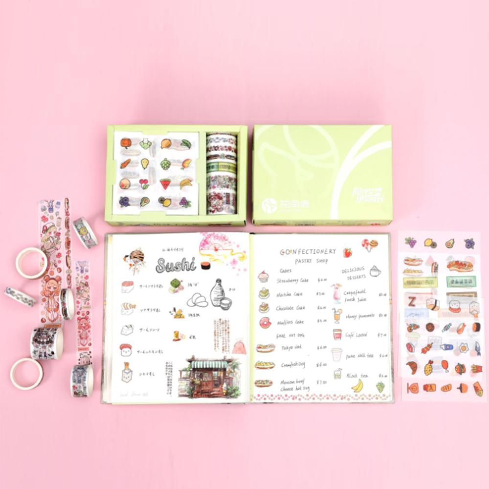 Timekey 16Pcs / Set Stiker Kertas / Selotip Washi Untuk Dekorasi Scrapbook / Diary / Jurnal A7K5