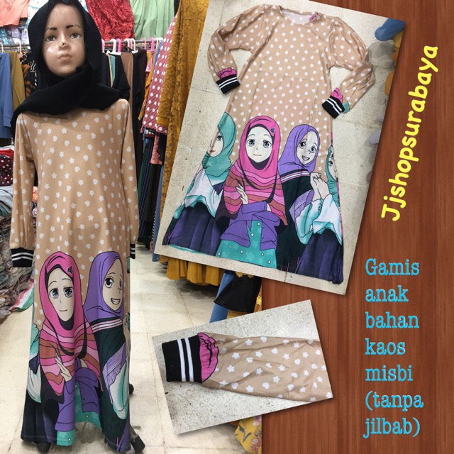 Gamis anak kira2 umur 3-5 tahun bahan kaos misbi (tanpa jilbab)