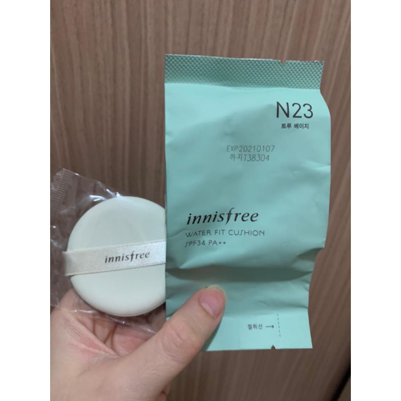 SALE REFILL INNISFREE Water Fit Cushion (N23 True Beige) FREE PUFF