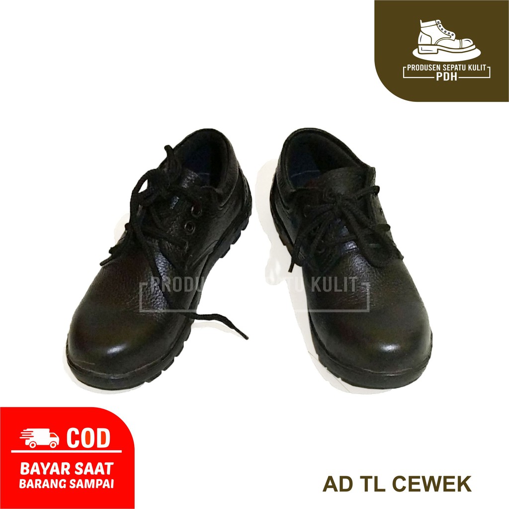 SEPATU SAFETY TALI COWOK CEWEK KULIT SAPI ASLI SOL DIJAHIT MEMUTAR SEPATU SAFETY WANITA UJUNG BESI