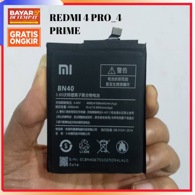 Baterai Battery Batre Xiaomi BN40 Redmi 4 Pro 4 Prime Original