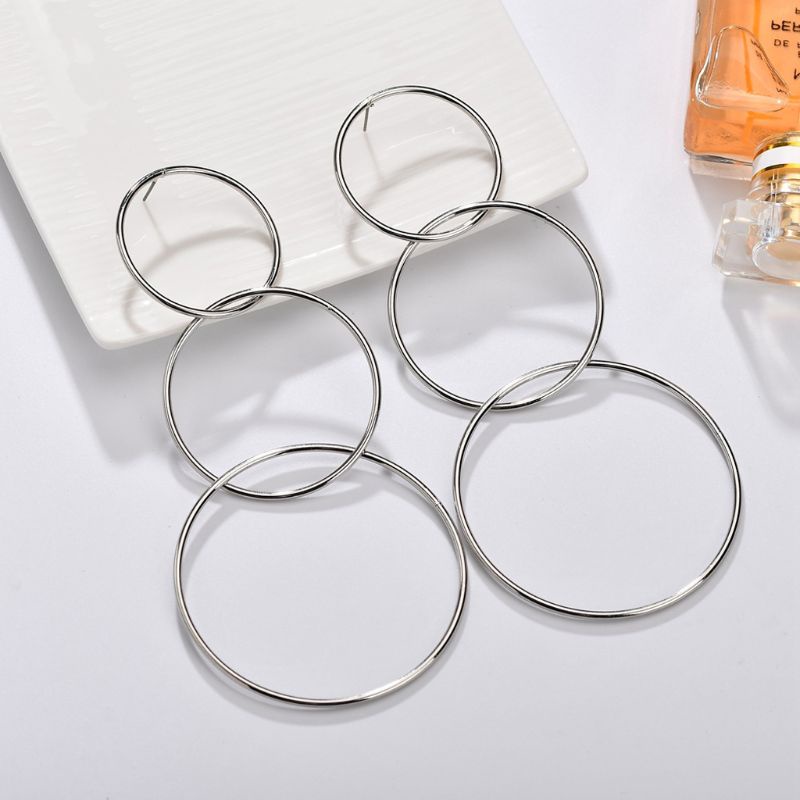 Siy Anting Tusuk Gantung Statement Desain Lingkaran Besar Gaya Sexy Oversize Untuk Wanita