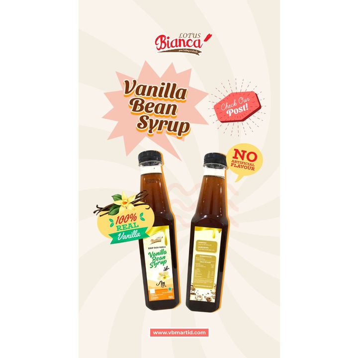 750ml BIANCA LOTUS VANILLA BEAN SYRUP (SYRUP RASA VANILA)