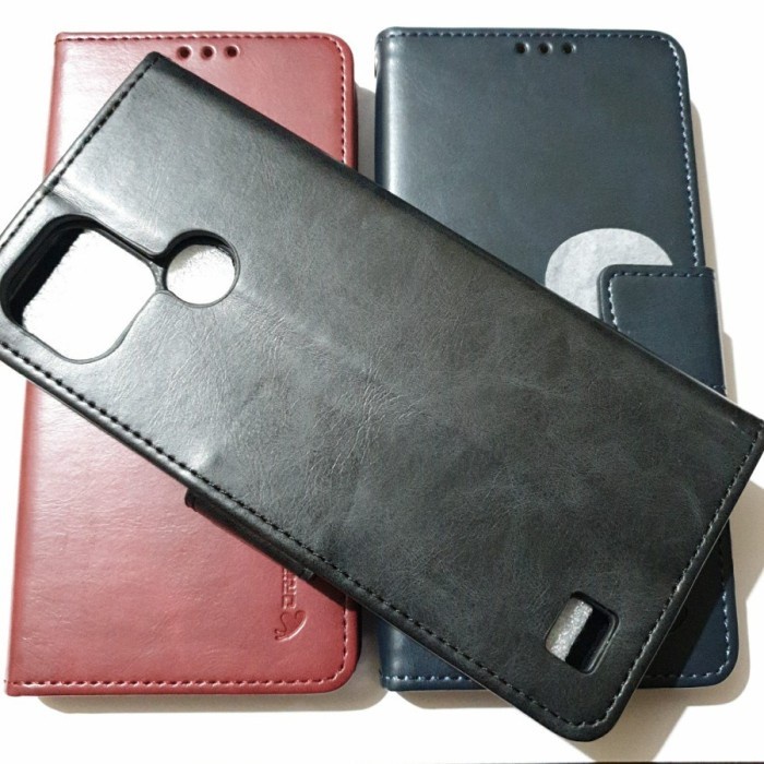 REALME C20 C11 2021 C21Y C21 C25S C25 CASE FLIP SOFTCASE LEATHER BOOK COVER KULIT KANCING STANDING CASE WALLET CASING