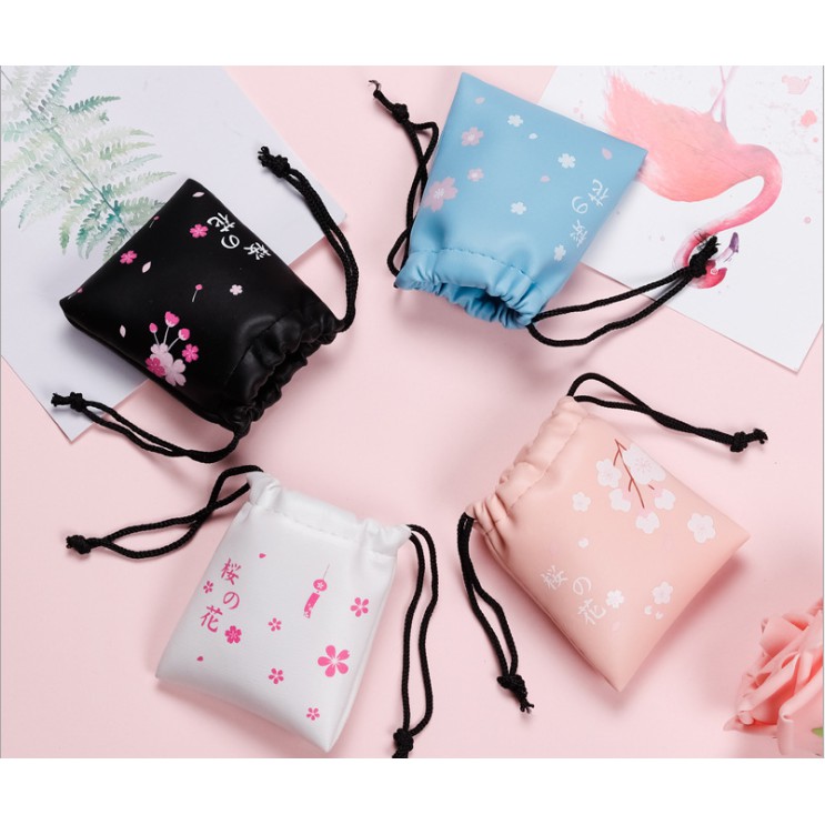 [XY-03] Headset Earphone POUCH SERUT Motif BUNGA SAKURA / Wadah Headset POUCH BUNGA SAKURA FLOWER