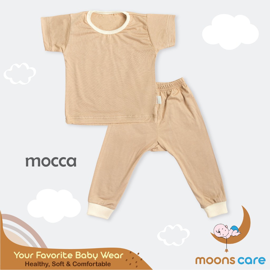 S M L MOONS Stelan Oblong Campur POLOS Moons/ Baju Oblong Campur , setelan piyama anak PENDEK BAJU