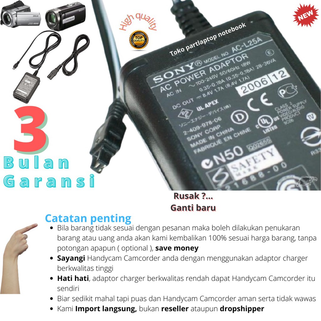 Adaptor Handycam Camcorder Sony DCR-SX65 DCR-SX21E DCR-SX44E DCR-SX21 DCR-SX45 DCR-SX83E new product