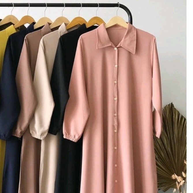 AO - GAMIS NIDIA FULL KANCING BUSUI BUMIL DRESS MOSCREPE BAJU GAMIS TERBARU 2022-Nidia - Lilac