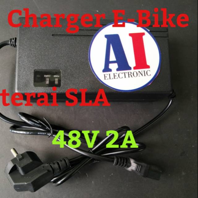 Charger sepeda listrik 48v 2A untuk baterai SLA 4 baterai 36V 2A 24V 2A 72v 2A 48v 8A