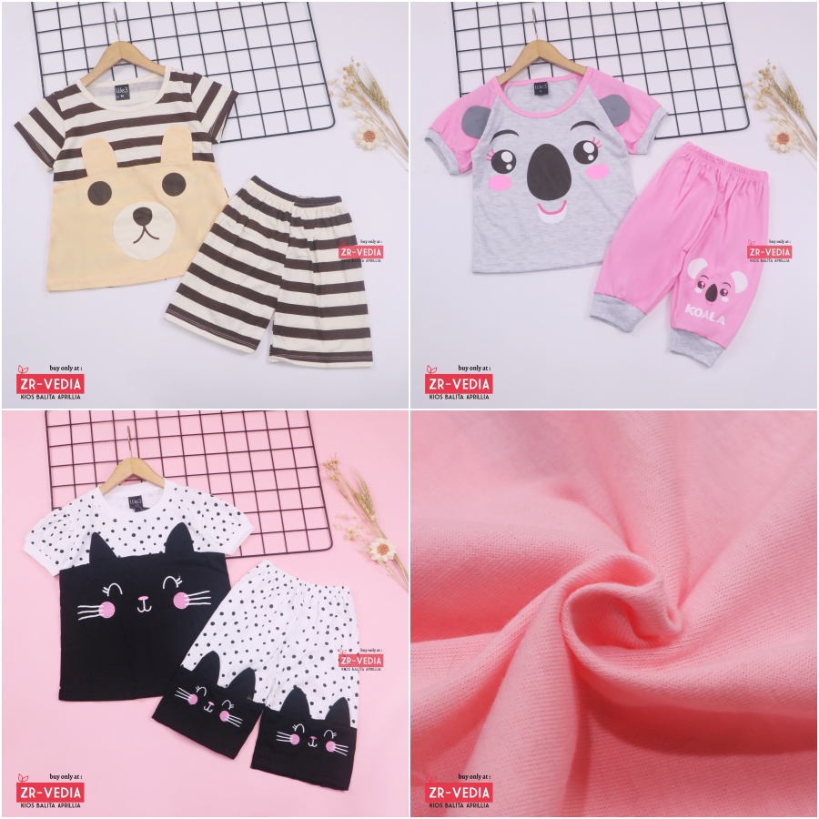 Setelan Momo Kids Size 1-10 Tahun / EXPORT Quality Baju Karakter Kaos Lengan Pendek Celana Pendek