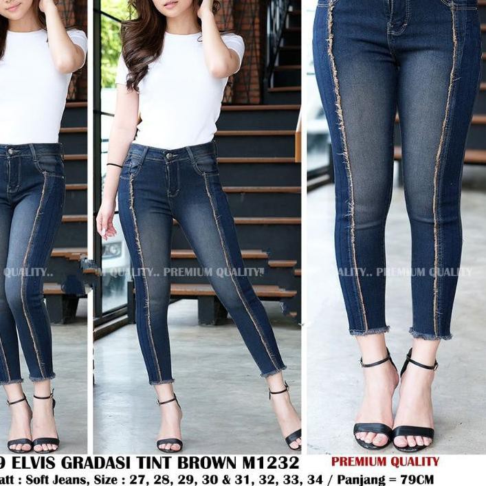 ➧ READY 27-34 Celana Jeans 7/9 ELVIS GRADASI TINT BROWN dan BLUE M1232 Bellzshop Sysclothier ♣