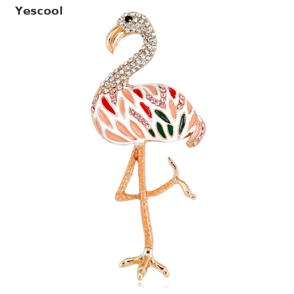 Yesbros Pin Enamel Bentuk Flamingo Aksen Berlian Imitasi Untuk Hadiah Pernikahan