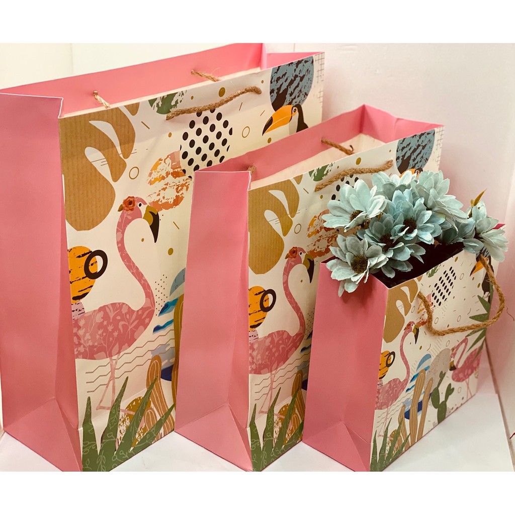 

SHOPPING BAG KANTONG KERTAS IMPORT GLITTERY FLAMINGGO