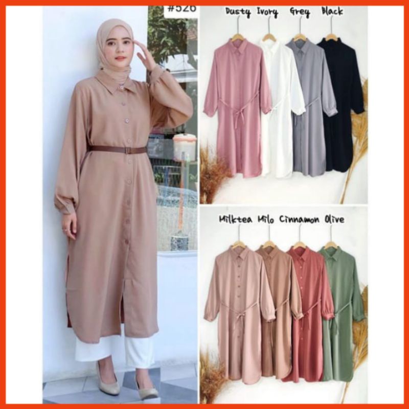 Tunik Kemeja Wanita Muslim Jumbo Polos Terbaru 2022 By Azka Collection