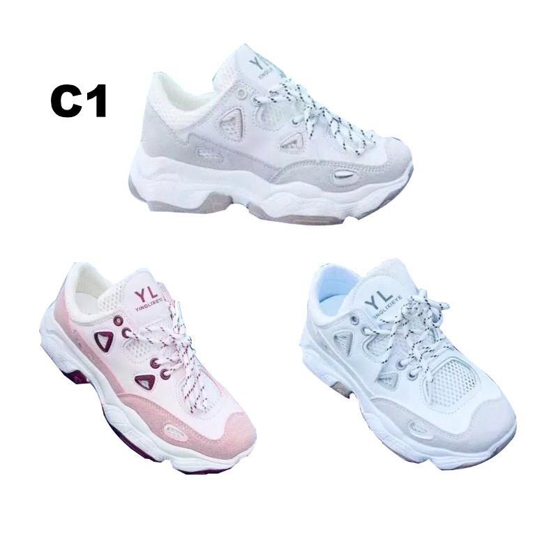 CUCI GUDANG!! Sepatu Sneakers Wanita untuk olahraga warna Putih Pink Sepatu running cewek Import Murah SP-005-4