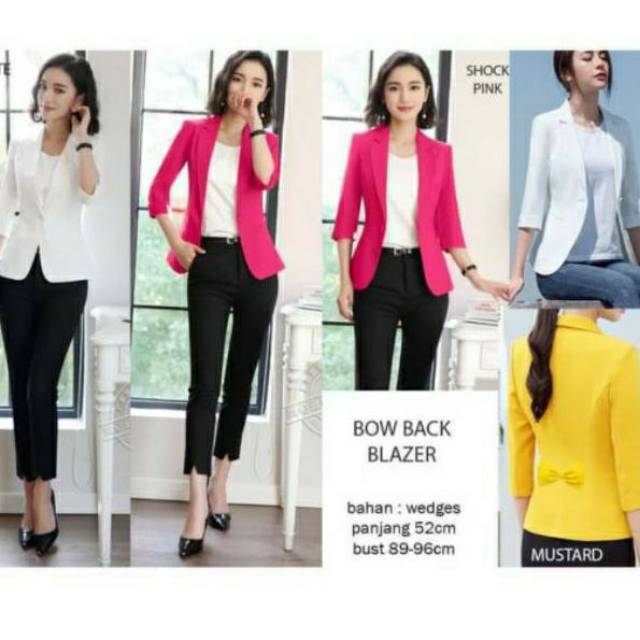 Bow back blazer pita putih hitam 7per8 warna  blazer kerja wanita blazer kantor