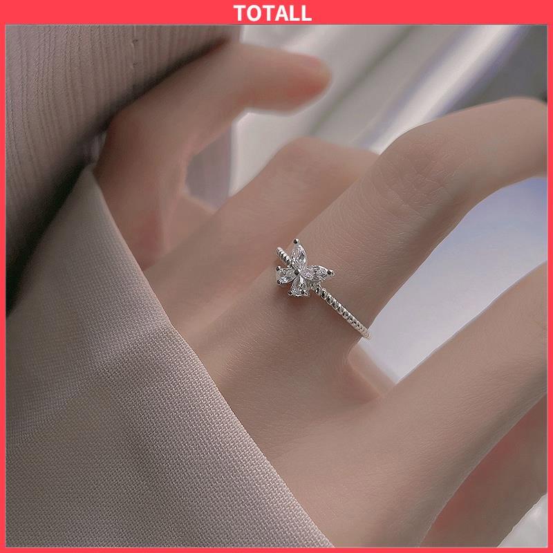 COD Cincin Kupu-Kupu Berlian Flash Cincin Jari Telunjuk Fashion Wanita Sederhana-Totall