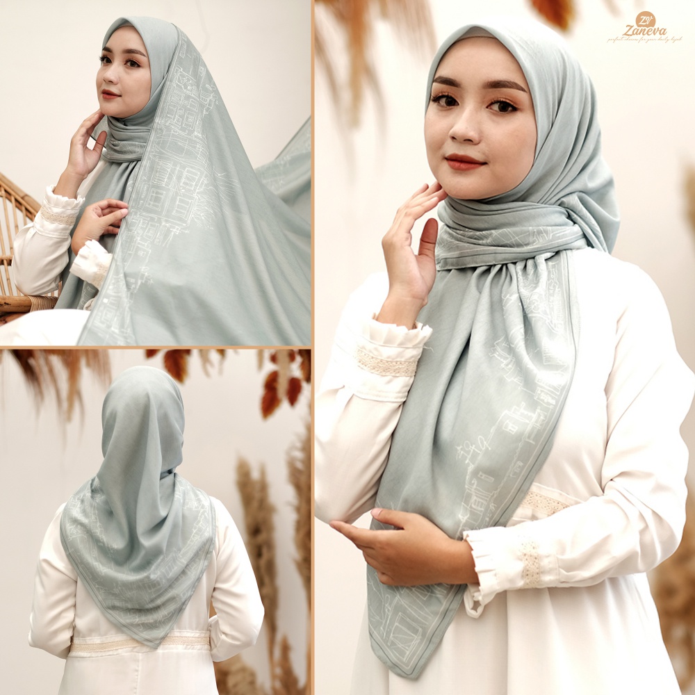 Liona Series l Hijab Segi empat Printing Terbaru Zaneva Hijab l PROMO RAMADHAN 2023 kemasan Pouch