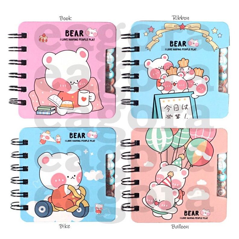 

Notebook Mini Spiral Bear Beruang Lucu Pipi Merah Buku Catatan Notepad