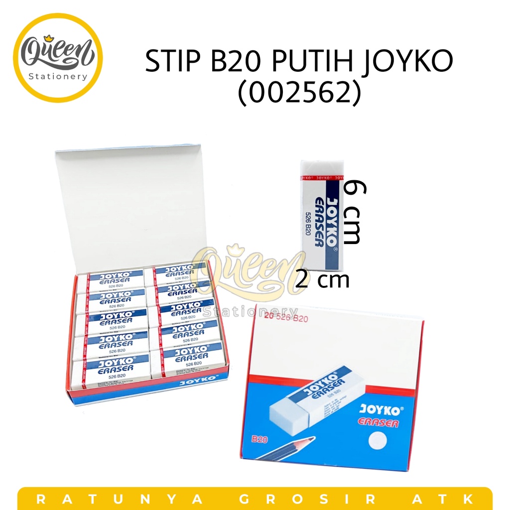 

1 PCS STIP B20 PUTIH JOYKO / PENGHAPUS BESAR / ERASER (002562)