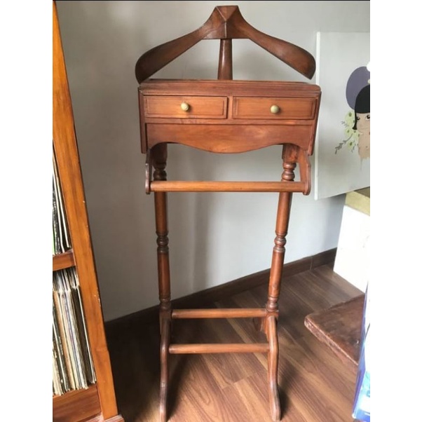 GANTUNGAN JAS FURNITURE JATI | GANTUNGAN JAZ 2 LACI KAYU JATI | TEMPAT PENARUH JAS GANTUNGAN JAS MEU