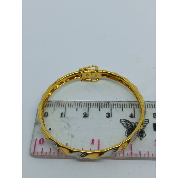 gelang bangle lilit anak kombinasi warna/ gelang perak asli silver 925 lapis emas/ gelang fashion