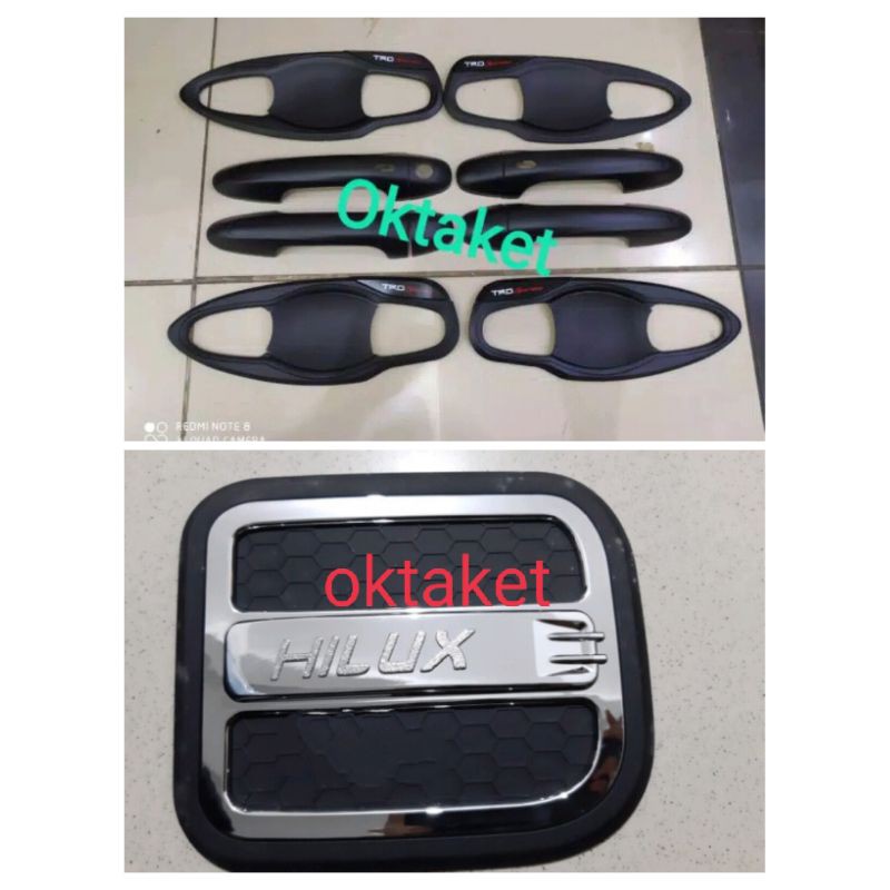 paket outer handle tank hilux hitam chrome jsl