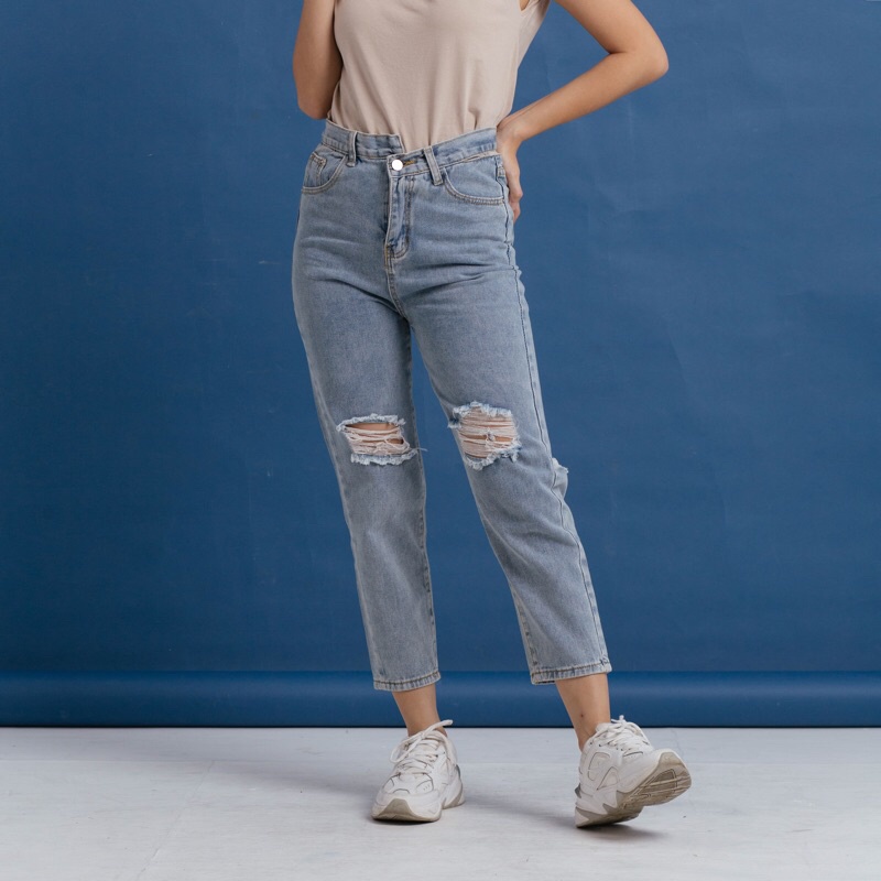 VIERLIN - Jeans 3000 - HIGH WAIST RIPPED JEANS CEWEK